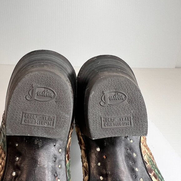 Justin Boot Women 8.5 Hand Painted Python Cowboy Work Party Limited USA Core Ex - Picture 14 of 15